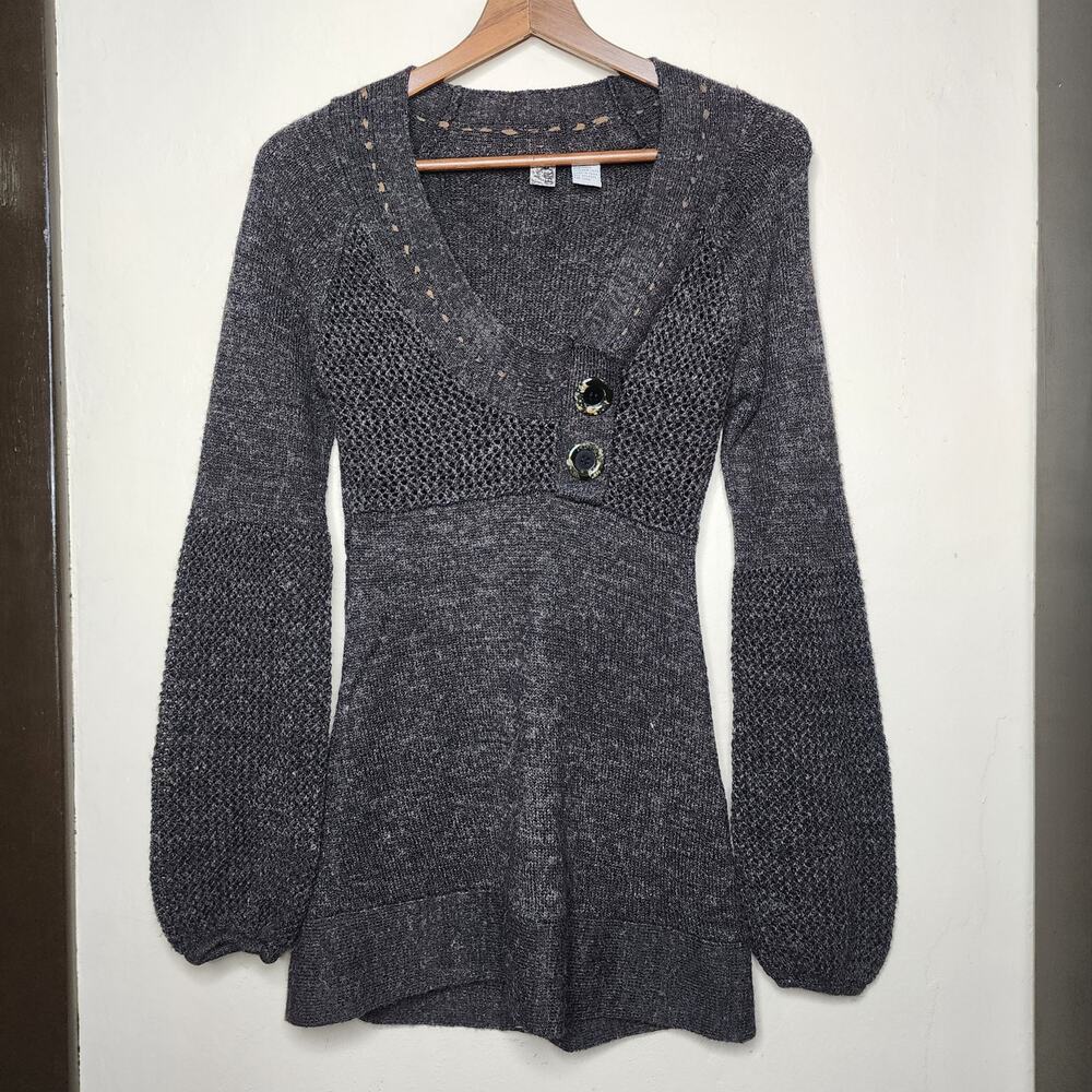 Vintage 90s BKE Brown Balloon Sleeve Sweater Tunic Size Small